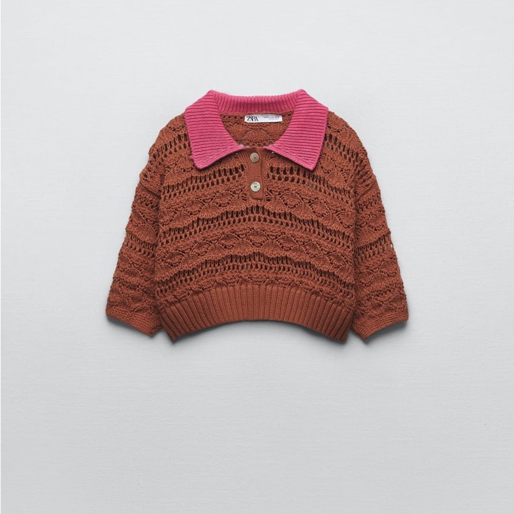 New Zara Pointelle Crop Top small